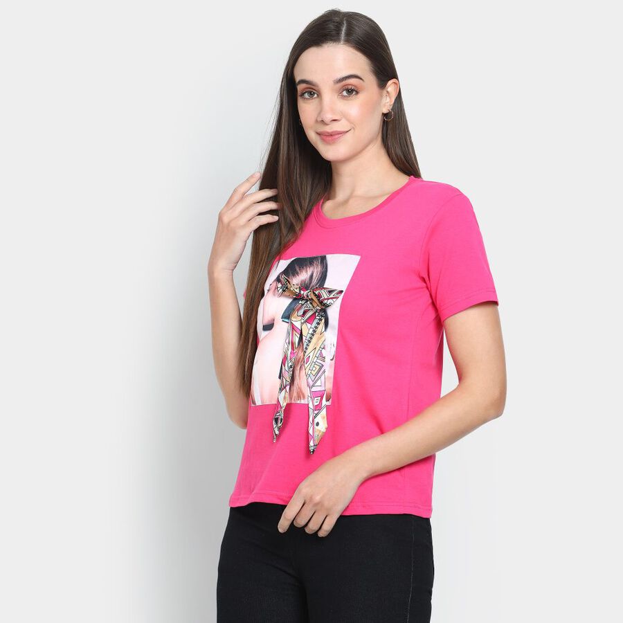 Ladies' Cotton T-Shirt, Pink, large image number null